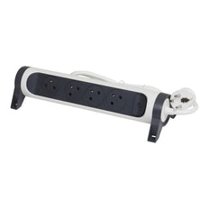 Prise Legrand Premium 4x2P avec cordon de 3m - Noir Blanc (Prise européenne) - 049459 [5 Pièces]