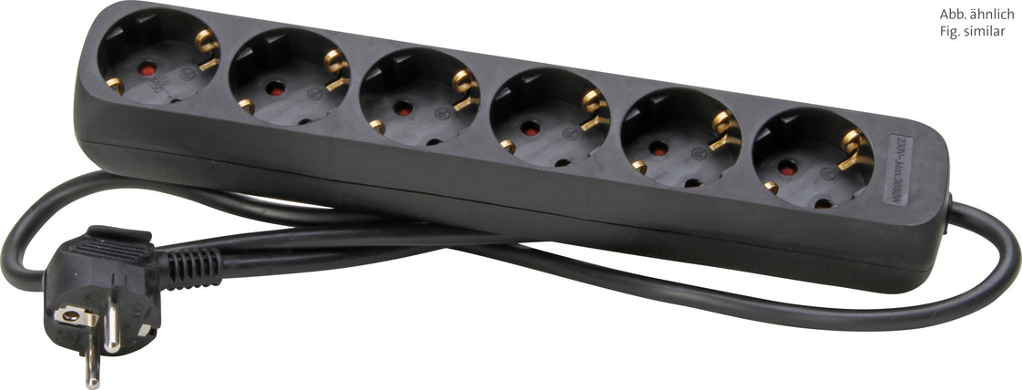Kopp 6-Outlet Power Strip With Ground Plug Black 1 Piece - 120615007 [10 Pieces]