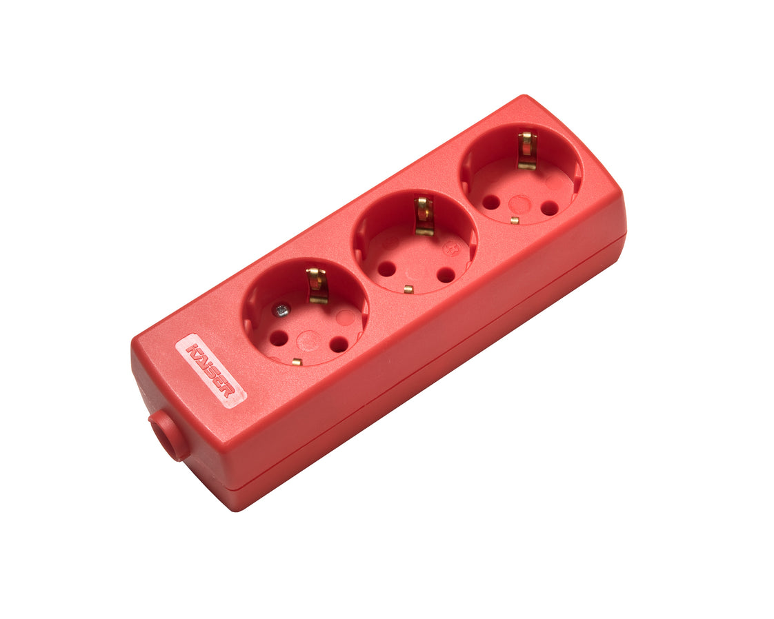 Martin Kaiser 3-Way Red Socket Combination With Earthing Contact (Prise européenne) - 1047/rt [40 Pieces]