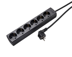 Martin Kaiser 6-Way Socket 45 Degree Earthing Contact 5m Cable Black (Prise européenne) - 1086ZL5-15W/sw [8 Pieces]