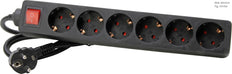 Kopp 6V Switched Power Strip With 1.4m Cord Black - 120915006 [10 Pieces]
