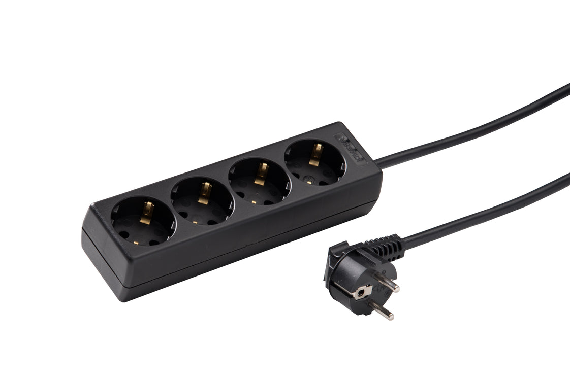 Martin Kaiser 4-Way Socket 45 Degree 3m Cable Black (Prise européenne) - 1046ZL3-15W/sw [10 Pieces]