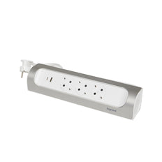 Legrand Prise montable à 90 degres 3X2P+A USB A+C 1M Aluminium (Prise européenne) - 694502 [5 Pièces]