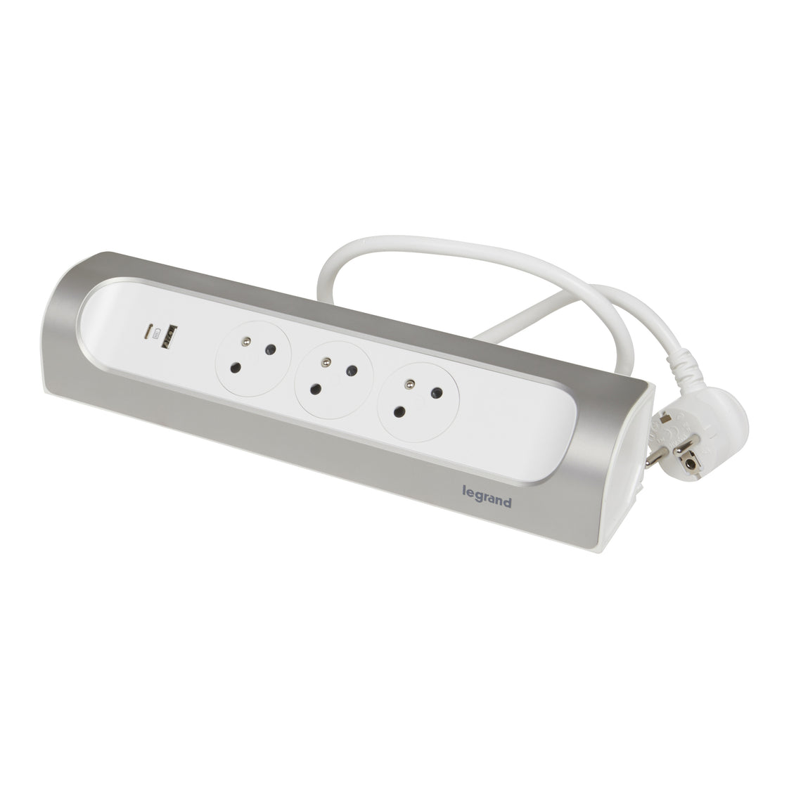 Prise 90 Degree TKD 3xPA USB A+C 1m Aluminum Mountable Socket (Prise européenne) - 049406 [5 Pieces]