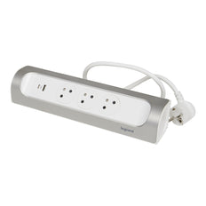 Prise 90 Degree TKD 3xPA USB A+C 1m Aluminum Mountable Socket (Prise européenne) - 049406 [5 Pieces]