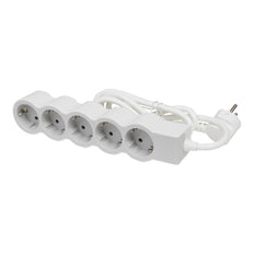 Prise standard Legrand 5x2P+A 5m Cordon - Blanc-Gris (Prise européenne) - 694571 [10 Pièces]