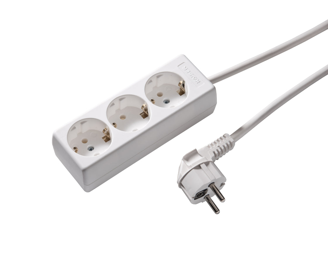 Martin Kaiser 3-Way Socket Earthing Contact Cable 1.5m Arctic White (Prise européenne) - 1030ZL/15W/kws [10 Pieces]