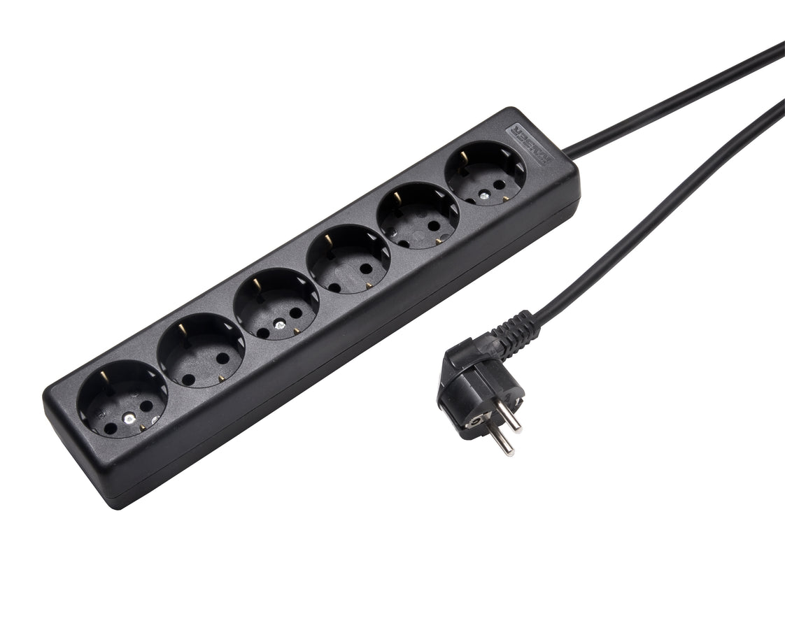 Martin Kaiser 6-Way Socket 90-Degree Earthing Contact with 3M Cable Black (Prise européenne) - 1060ZL3-15W/sw [8 Pièces]