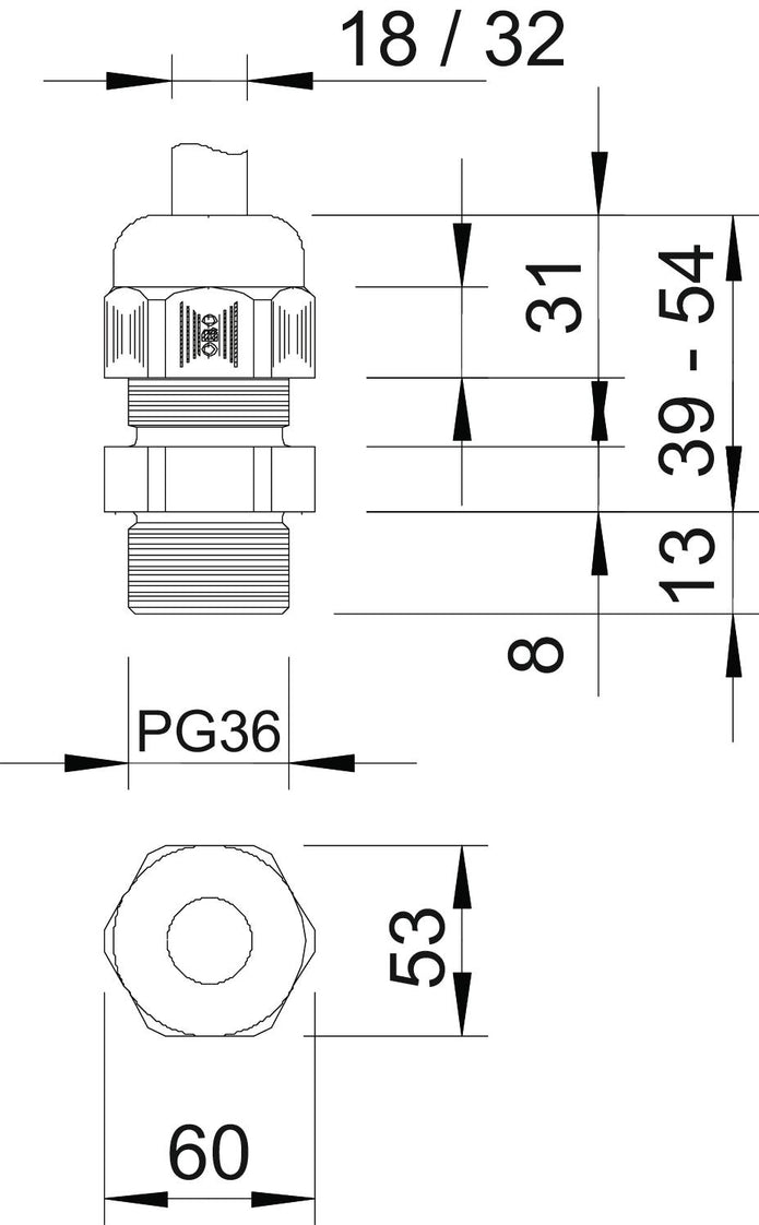Gaine De Câble Industrielle PG36 IP68 Avec Protection Contre La Traction - 2022680