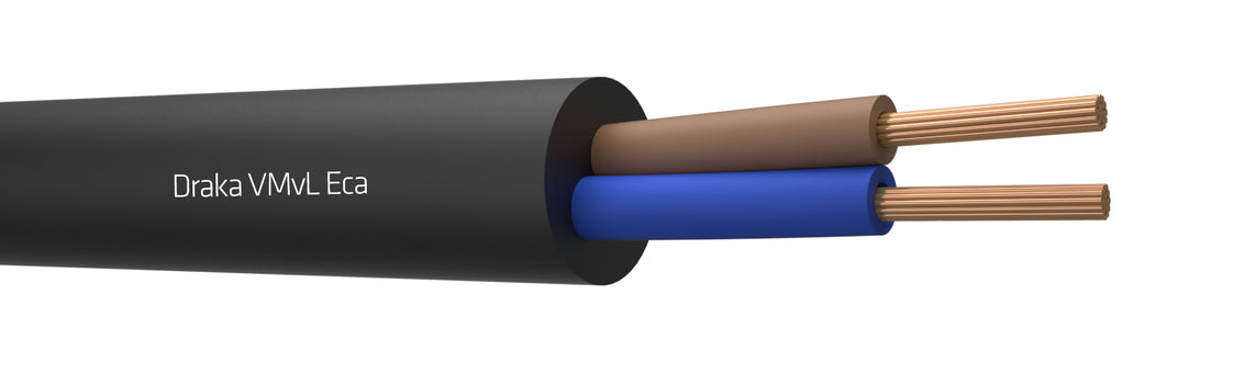 Draka VMVL Câble En Vinyle Flexible 2x0.75mm² Noir Eca - 803880 [100 Mètres]
