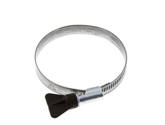 Collier de serrage 60 - 80 mm avec une bande de 12 mm en acier galvanisé et une poignée papillon - Norma [5 pièces].