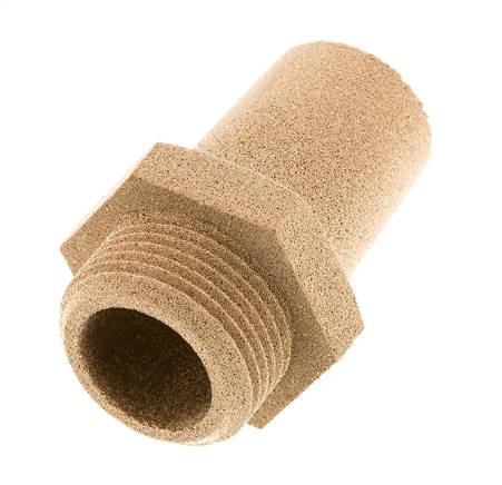 Silencieux Pneumatique en Bronze Fritté G1'' Raccord Hexagonal