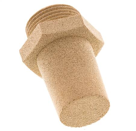 Silencieux Pneumatique en Bronze Fritté G1'' Raccord Hexagonal
