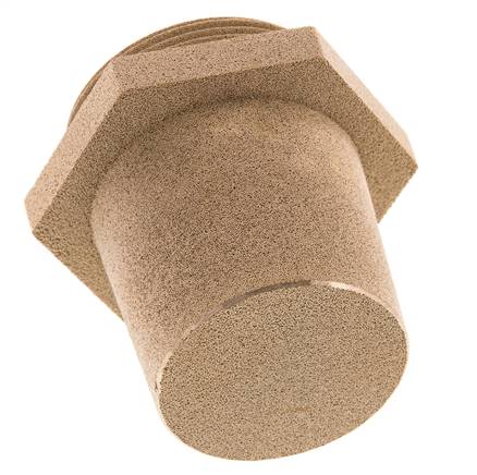 Silencieux Pneumatique en Bronze Fritté G2'' Raccord Hexagonal