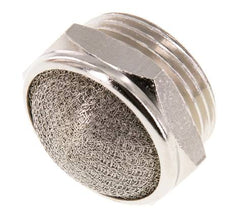 Silencieux Pneumatique Compact en Laiton Nickelé G1'' 1.4301 Maille Métallique