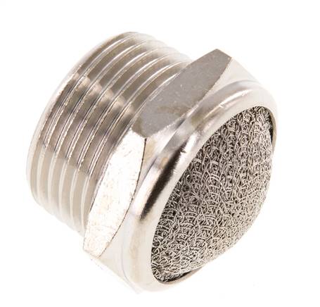Silencieux Pneumatique Compact en Laiton Nickelé NPT 3/4'' 1.4301 Maille Métallique