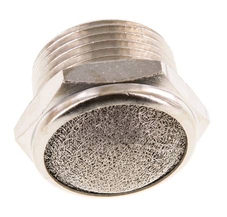Silencieux Pneumatique Compact en Laiton Nickelé NPT 3/4'' 1.4301 Maille Métallique