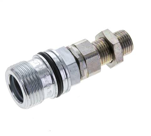Acier DN 10 Coupleur hydraulique Manchon 10 mm L Anneau de compression Cloison ISO 14541/8434-1 D M28 x 2