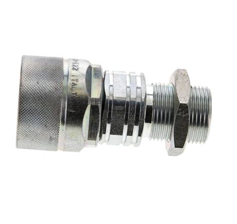 Acier DN 20 Coupleur hydraulique Bouchon 22 mm L Anneau de compression Cloison ISO 14541/8434-1 D M42 x 2