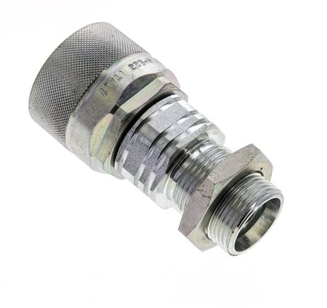 Acier DN 20 Coupleur hydraulique Bouchon 22 mm L Anneau de compression Cloison ISO 14541/8434-1 D M42 x 2