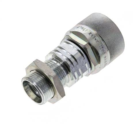 Acier DN 20 Coupleur hydraulique Bouchon 22 mm L Anneau de compression Cloison ISO 14541/8434-1 D M42 x 2