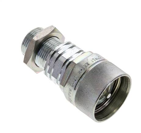 Acier DN 20 Coupleur hydraulique Bouchon 22 mm L Anneau de compression Cloison ISO 14541/8434-1 D M42 x 2
