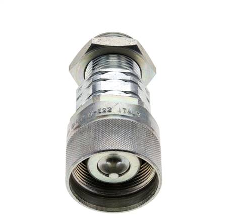 Acier DN 20 Coupleur hydraulique Bouchon 22 mm L Anneau de compression Cloison ISO 14541/8434-1 D M42 x 2