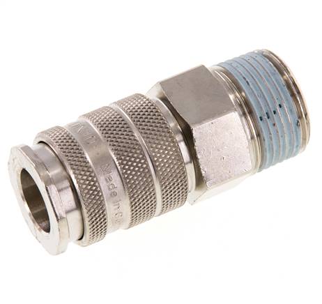 Laiton nickelé Coupleur pneumatique DN 10 Douille R 3/4 pouce Mâle