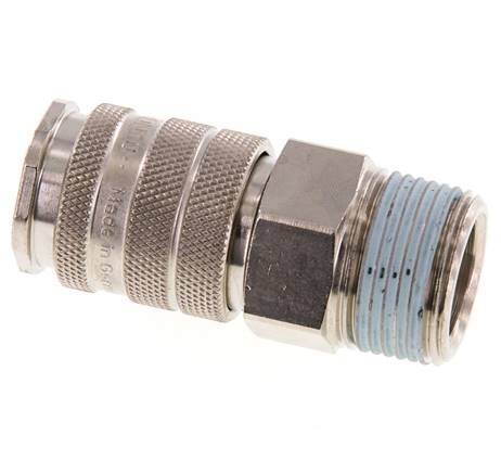 Laiton nickelé Coupleur pneumatique DN 10 Douille R 3/4 pouce Mâle