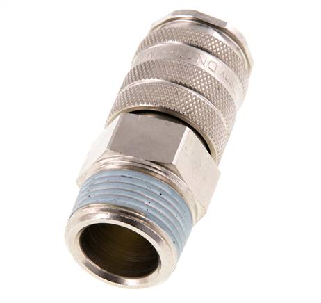 Laiton nickelé Coupleur pneumatique DN 10 Douille R 3/4 pouce Mâle