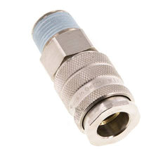 Laiton nickelé DN 10 Air Coupling Socket R 1/2 inch Male Double Shut-Off