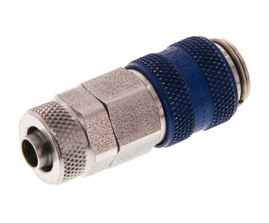 Acier inoxydable DN 5 Coupleur à air bleu Douille 6x8 mm Écrou-raccord Double obturation