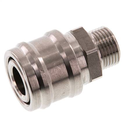 Acier inoxydable DN 7.2 (Euro) Air Coupling Socket G 3/8 inch Male Double Shut-Off