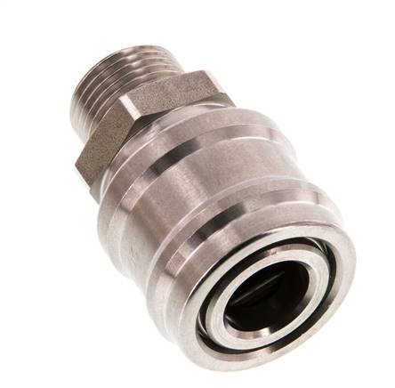 Acier inoxydable DN 7.2 (Euro) Air Coupling Socket G 3/8 inch Male Double Shut-Off