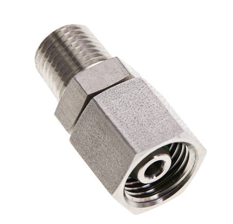 8S & 1/4'' NPT pivotant droit en acier inoxydable avec filetage mâle 630 bar Joint torique FKM Cône reglable ISO 8434-1