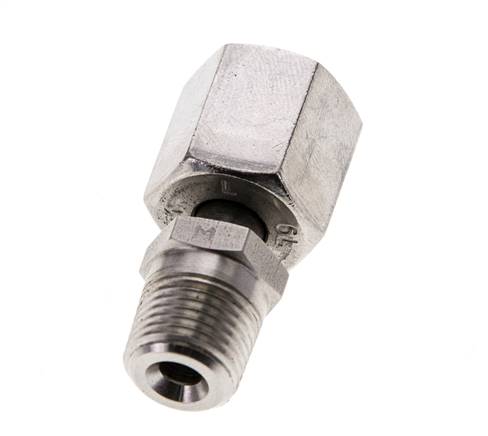 6L & 1/8'' NPT pivotant droit en acier inoxydable avec filetage mâle 315 bar reglable ISO 8434-1