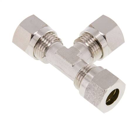 Raccord de coupe en T en laiton nickelé 10L 115 bar ISO 8434-1