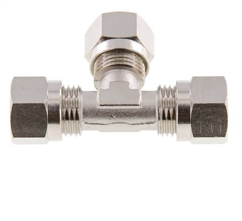 Raccord de coupe en T en laiton nickelé 10L 115 bar ISO 8434-1