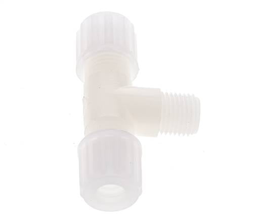 8x6mm & G1/4'' PVDF T-Shape Compression Fitting with Male Threads 10 bar