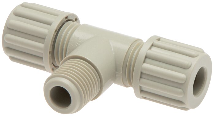 8x6mm & G1/4'' PVDF T-Shape Compression Fitting with Male Threads 10 bar