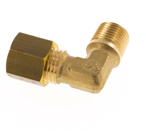 R 1/8'' Male x 5mm Brass 90 deg Compression Fitting 150 Bar DIN EN 1254-2