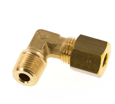 R 1/8'' Male x 5mm Brass 90 deg Compression Fitting 150 Bar DIN EN 1254-2