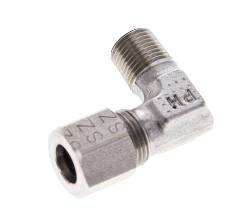1/8'' NPT mâle x 8LL Coude 90 degrés en acier inoxydable Anneau de coupe 100 Bar DIN 2353