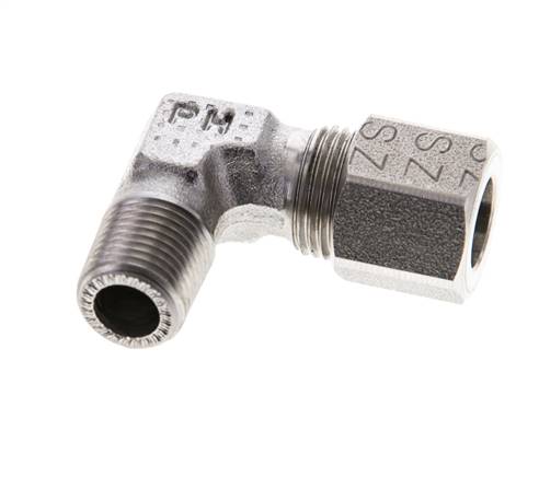 1/8'' NPT mâle x 8LL Coude 90 degrés en acier inoxydable Anneau de coupe 100 Bar DIN 2353
