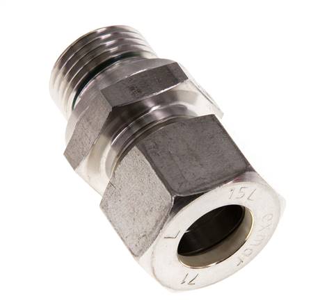 G 1/2'' mâle x 15L Raccord à compression droit en acier inoxydable avec joint FKM 315 Bar DIN 2353