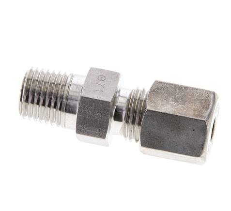 Raccord à compression droit 1/4'' NPT mâle x 6S en acier inoxydable 630 Bar DIN 2353