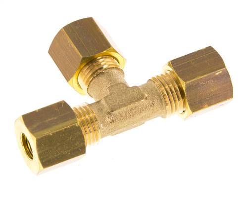 Raccord à compression en Té en laiton 6mm 150 Bar DIN EN 1254-2