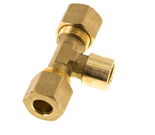 Raccord à compression en T en laiton G 1/4'' x 10mm 95 Bar DIN EN 1254-2