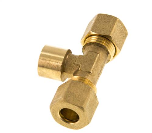 Raccord à compression en T en laiton G 1/4'' x 10mm 95 Bar DIN EN 1254-2