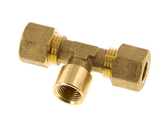 Raccord à compression en T en laiton G 1/4'' x 10mm 95 Bar DIN EN 1254-2